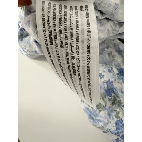 Hollister Blue Floral Milkmaid, Cottagecore Boho‎ Ruffle Sleeve Peplum - Picture 8 of 11